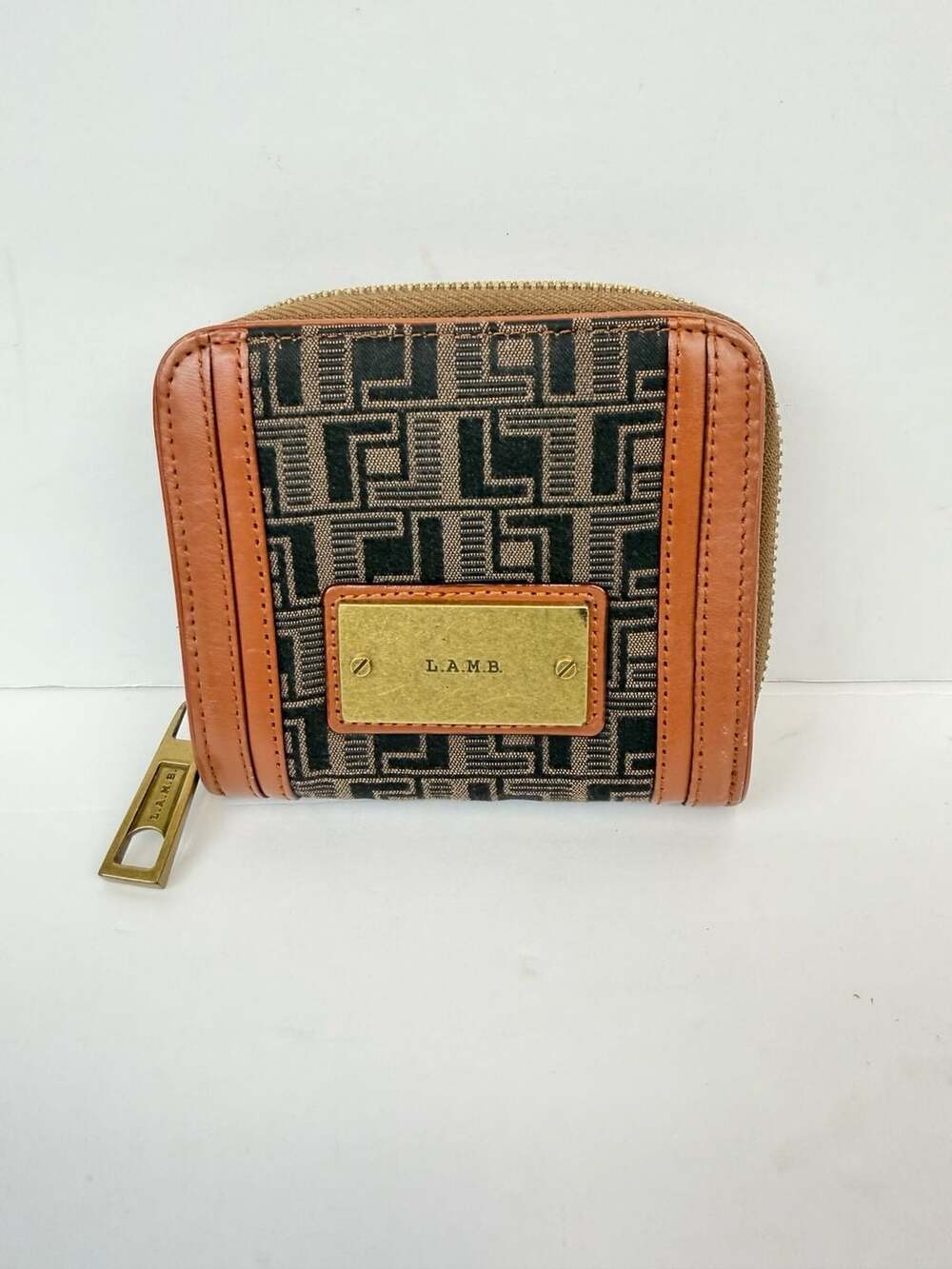 LAMB Gwen Stefani Logo Fabric With Leather Trim Small French Wallet